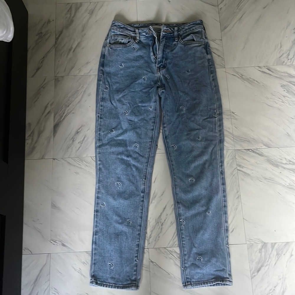 pacsun mom jeans with moons embroidered